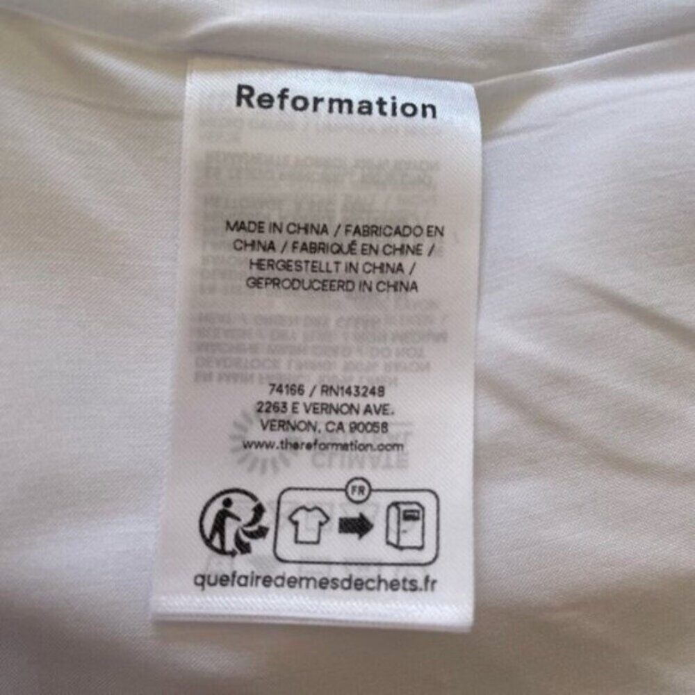 NEW Reformation Coucou Midi Linen Dress Puff Sleeves White | US 4 UK 8 - Picture 11 of 12
